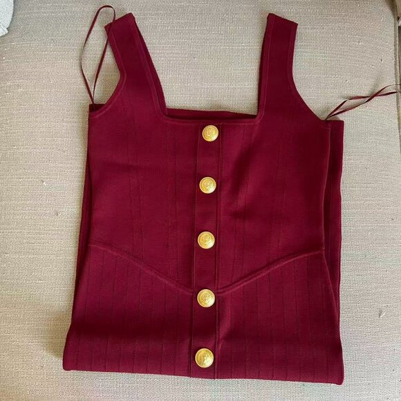 L'AGENCE Soleil Knit Midi Dress Small Black Cherry/Gold Quiet Lux Valentine's Da - Picture 3 of 8